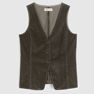 Madewell Cutaway Vest in Corduroy, NWT, SZ 4, Olive